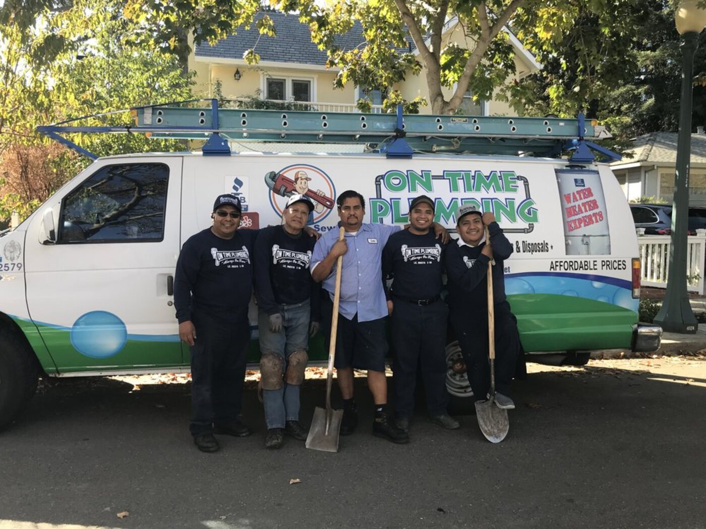 The On Time Plumbing crew in front of their van in Mountain View